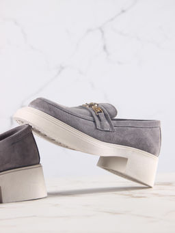 Лоферы туфли 173.1453be.Серый замок замша