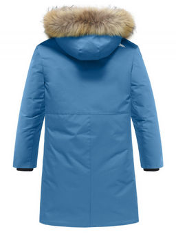 Парка зимняя подростковая для мальчика с капюшоном и мехом синего цвета 9535S - Valianly фото 9