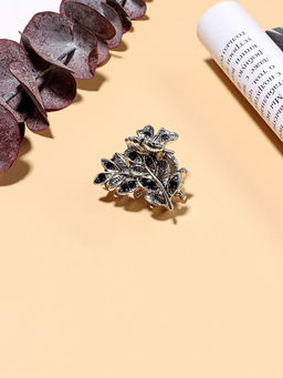 Цена за 6 шт. Крабик для волос «Синий туман», веточка, 3 см, серебро