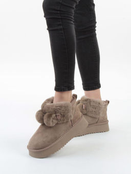 04-PAYH31-3Z KHAKI Угги женские (натуральная замша, 100% шерсть, натуральный мех)