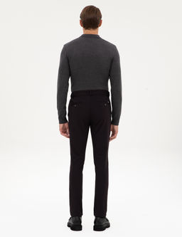 Siyah Slim Fit Beli Lastikli Kordonlu Jogger Kanvas Pantolon