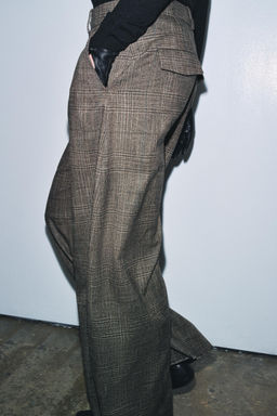 ZW COLLECTION CHECKED BALLOON TROUSERS WITH WOOL - Zara фото 5