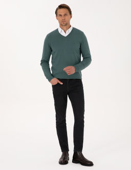 Ye_il Slim Fit V Yaka Basic Triko Kazak - Pierre cardin фото 4