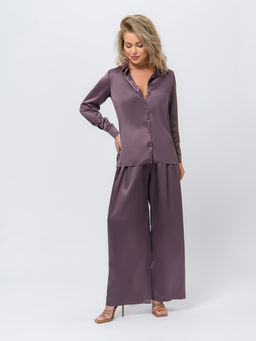 Брюки шоколадного цвета в пижамном стиле - 1001dress фото 4