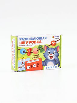 Развивающая шнуровка «Цифры и бусины», 6 в 1, 3+
