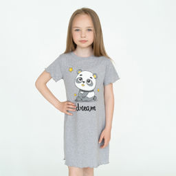 Сорочка для девочки меланж панда 818 (128, 64)