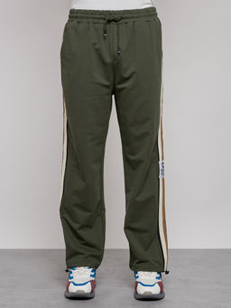 Широкие спортивные штаны трикотажные мужские цвета хаки 12903Kh - Mtforce фото 9