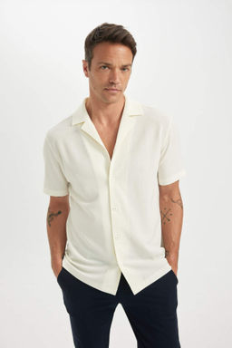 Modern Fit Polo Yaka Penye K?sa Kollu Gomlek - Defacto фото 2