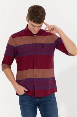 U. S. Polo Assn Мужская рубашка с длинным рукавом вишневого цвета - U.s. polo assn фото 3