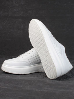 05-HY14-2D WHITE Кроссовки женские (натуральная кожа)