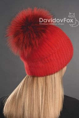 Шапка Буратино норка алая