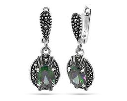 Серьги из серебра марказит, мистик циркон, SL-AGA108