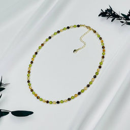 Колье для "Стрельца" из Цитрина,Тигрового глаза и Хризолита 37 см +