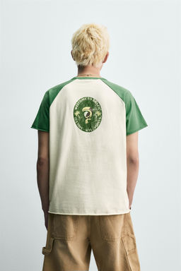 CAMISETA COLOR BLOCK ESTAMPADO BRASIL / Verde / Crudo