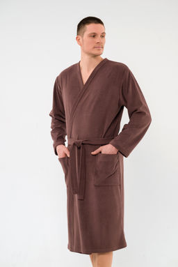 Халат мужской из махры Ренат темно-коричневый макси - Амадэль фото 5