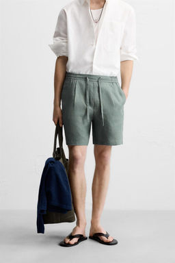 100% LINEN REGULAR FIT BERMUDA SHORTS - Zara фото 2