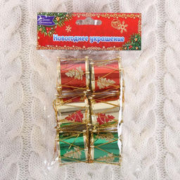 Цена за 2 шт. Ёлочные игрушки 6 шт. Барабан ёлочка, 3.53.5 см, МИКС - Зимнее волшебство фото 2