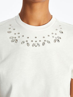 Bisiklet Yaka Ta?l? Kad?n Ti??rt