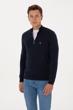Erkek Slim Fit Yar_m Fermuarl_ Lacivert Basic Kazak - U.s. polo assn фото 10