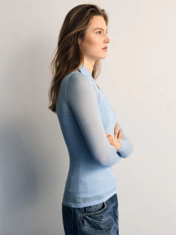 Двухслойный джемпер с молнией / Zarina фото 5