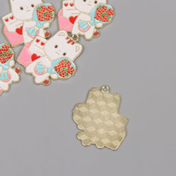 Цена за 5 шт. Декор для творчества металл, эмаль Котик с букетом, 2.8?2.5 см