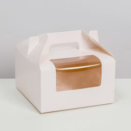 Цена за 5 шт. Коробка складная, с окном и ручкой, белая, 16 х 16 х 9 см
