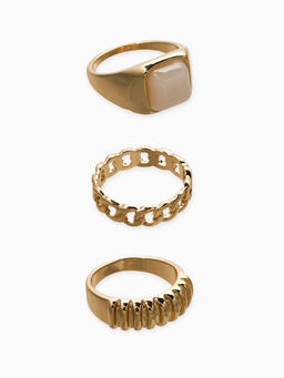 Набор колец 3 шт "Новый стиль" цепь, размер МИКС, цвет белый в золоте