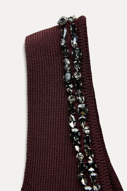 PLAIN KNIT TOP WITH RHINESTONE BEADS - Zara фото 9