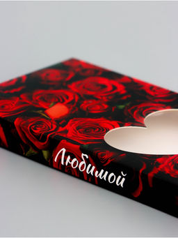 Цена за 5 шт. Подарочная коробка под плитку шоколада, с окном, «Сердце», 17.1×8×1.4 см