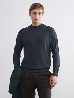 Yar?m Bal?k?? Yaka Uzun Kollu Erkek Triko Kazak