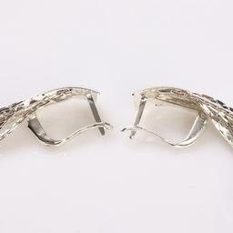 Серьги висячие Голливуд квадрат и нити, цвет серебро, 6.5 см