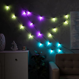 Умная гирлянда Нить 6 м с насадками Лампочки, IP20, тёмная нить, 20 LED, свечение RGB, USB - Luazon lighting фото 4