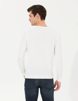 Ekru Slim Fit Bisiklet Yaka Triko Kazak - Pierre cardin фото 5