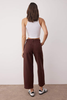Kahverengi Yuksek Bel Cep Detayl? Loose Baggy Jeans TWOAW26JE00123 - Trendyolmilla фото 4