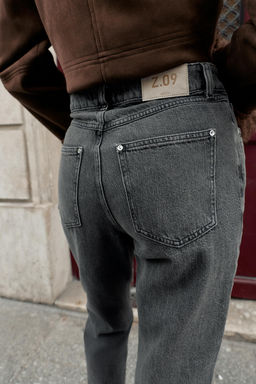 JEANS Z1975 STRAIGHT TIRO ALTO CINTURA CRUZADA / Gris oscuro - Zara фото 6