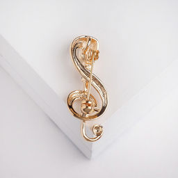 Брошь «Ретро микрофон» с нотой, цвет золото