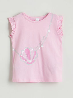 Bisiklet Yaka Bask?l? K?z ?ocuk Ti??rt ve ?ort