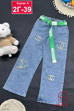 Джинсы для девочек на резинке