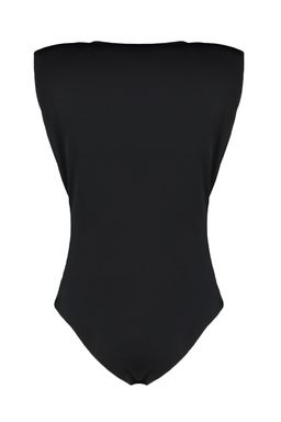 Siyah Vatkal? Kruvaze Yaka Esnek C?tc?tl? Orme Body TWOSS23BD00007