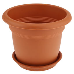 Кашпо для цветов пластмассовое Классика 3л, д20см, h17см, с поддоном, полипропилен, терракотовый (Россия)
