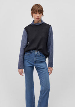 Uzun Kollu Antrasit Cizgili Tisort - Mavi фото 2