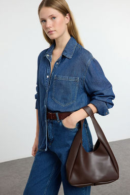 Koyu Kahverengi Yavrulu Oval Kad?n Omuz Canta TAKAW25OC00007 - Trendyolmilla фото 2