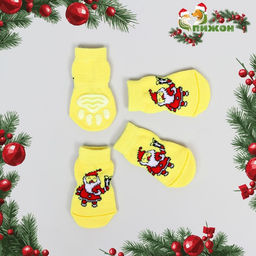 Носки нескользящие Санты, M (3/4?7 см), набор 4 шт.