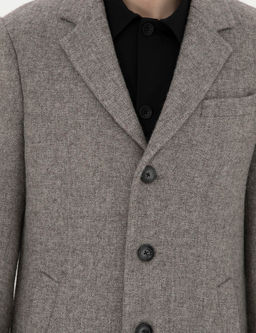 Gri Y_n Kar___ml_ Slim Fit Ka_e Kaban