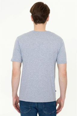 Мужская серая меланжевая футболка с круглым вырезом Basic - U.s. polo assn фото 10