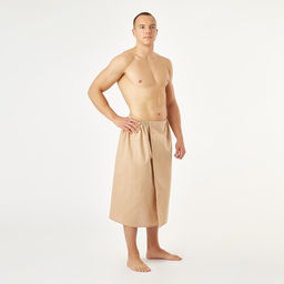 Полотенце вафельное для бани Экономь и Я (мужской килт), 75х144см, цвет бежевый