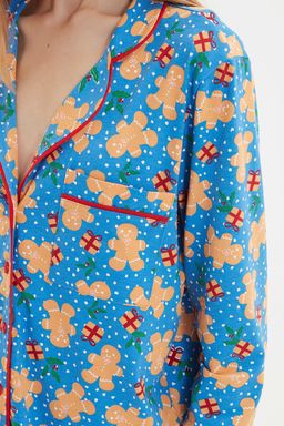 Trendyolmilla Mavi %100 Pamuklu Y?lbas? Temal? Orme Pijama Tak?m? THMAW22PT1204  фото 9