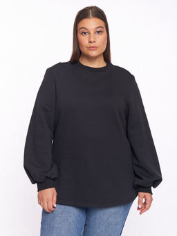 Джемпер с объемными рукавами буфами LN01561BLK01