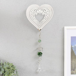 Музыка ветра Ветряной колокольчик и ажурное сердце, металл, с бусиной, 13.5?13.5?31 см