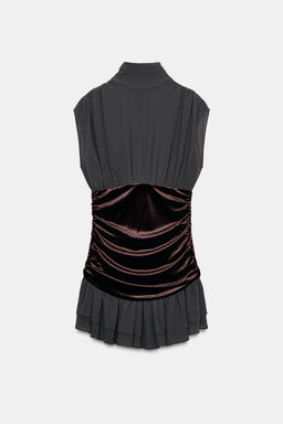 SHORT DRESS WITH VELVET AND RUFFLES - Zara фото 3